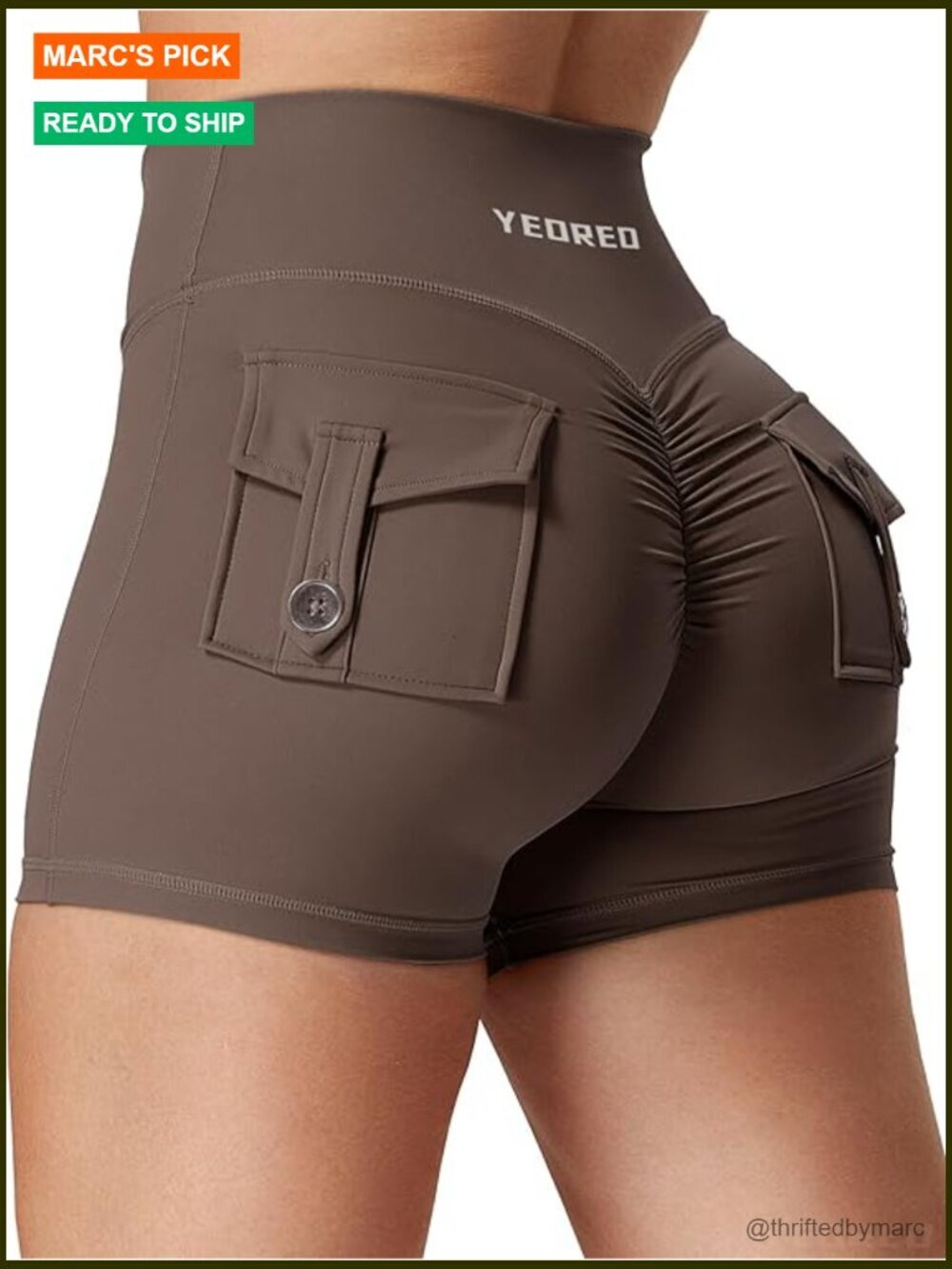 High Waisted Scrunch Workout Shorts With Pockets - Yoga Biker Shorts